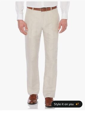 Perry Ellis Men's Lightweight Twill Pants in Beige